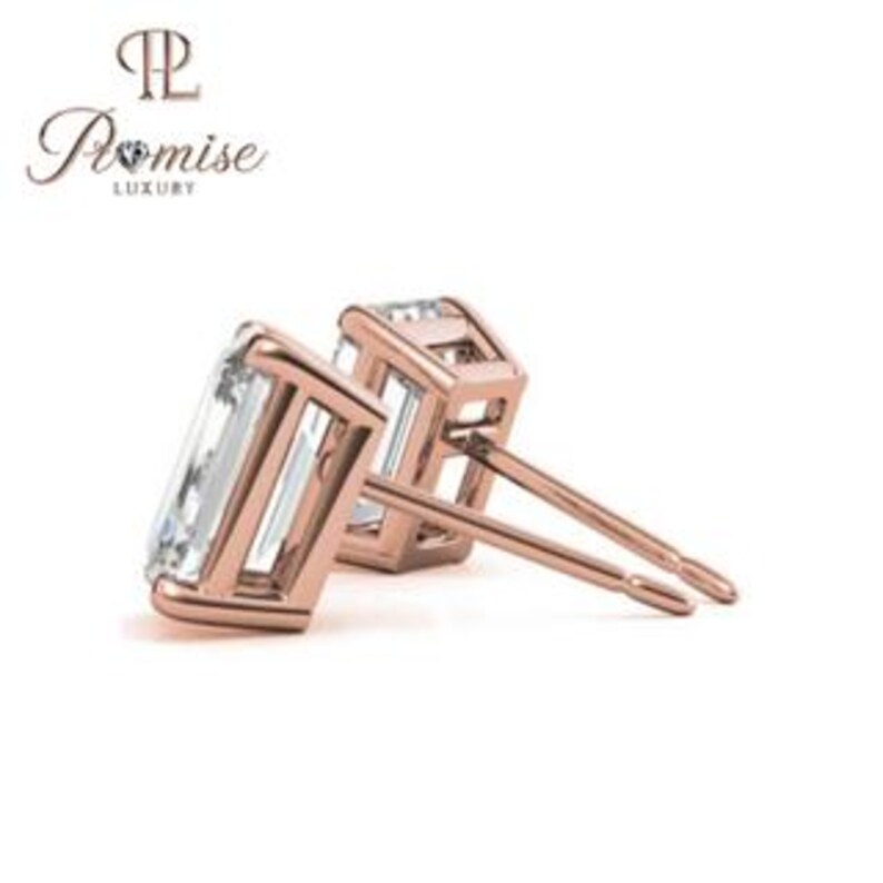 Premium Emerald Cut Lab Diamond Stud Earrings - Everyday Luxury Sparkle