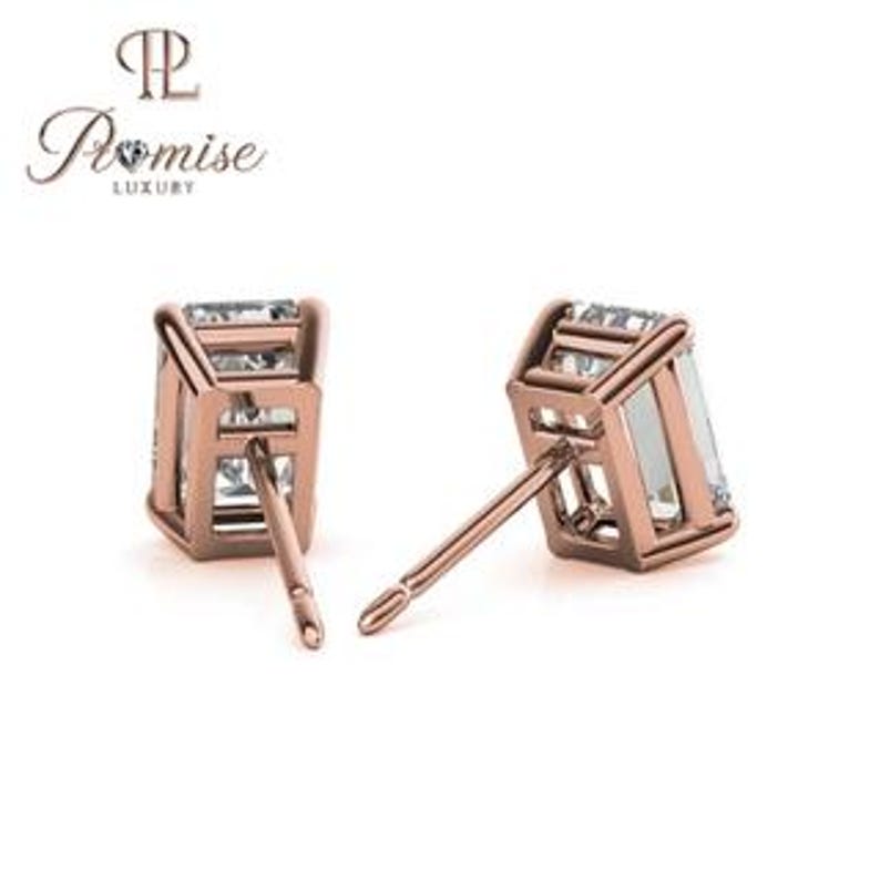 Premium Emerald Cut Lab Diamond Stud Earrings - Everyday Luxury Sparkle
