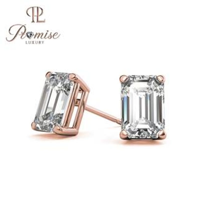 Premium Emerald Cut Lab Diamond Stud Earrings - Everyday Luxury Sparkle