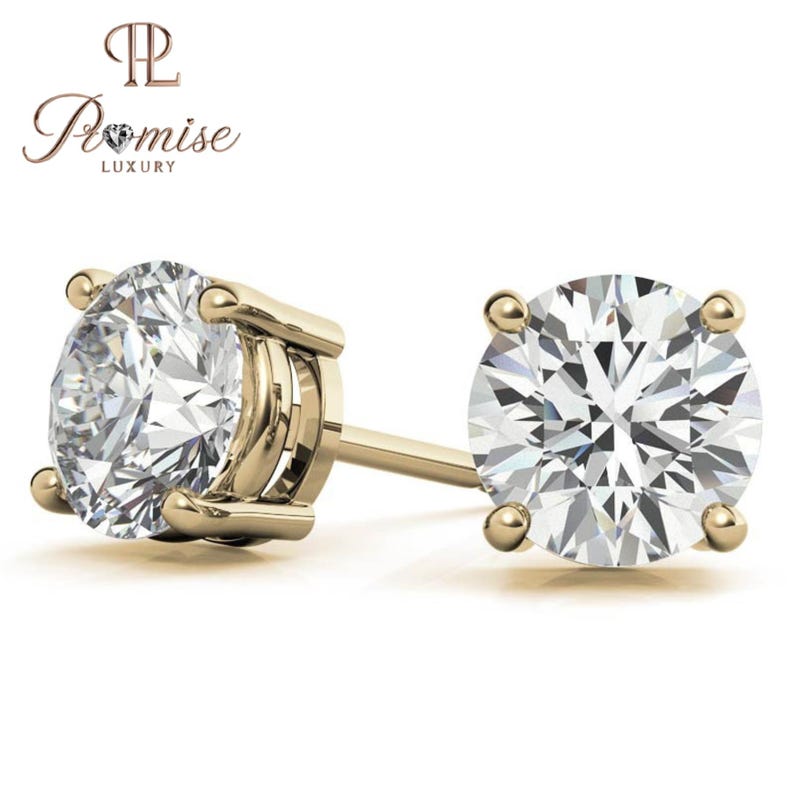 Classic Round Cut Lab Diamond Stud Earrings In Gold - Everyday Luxury Stud