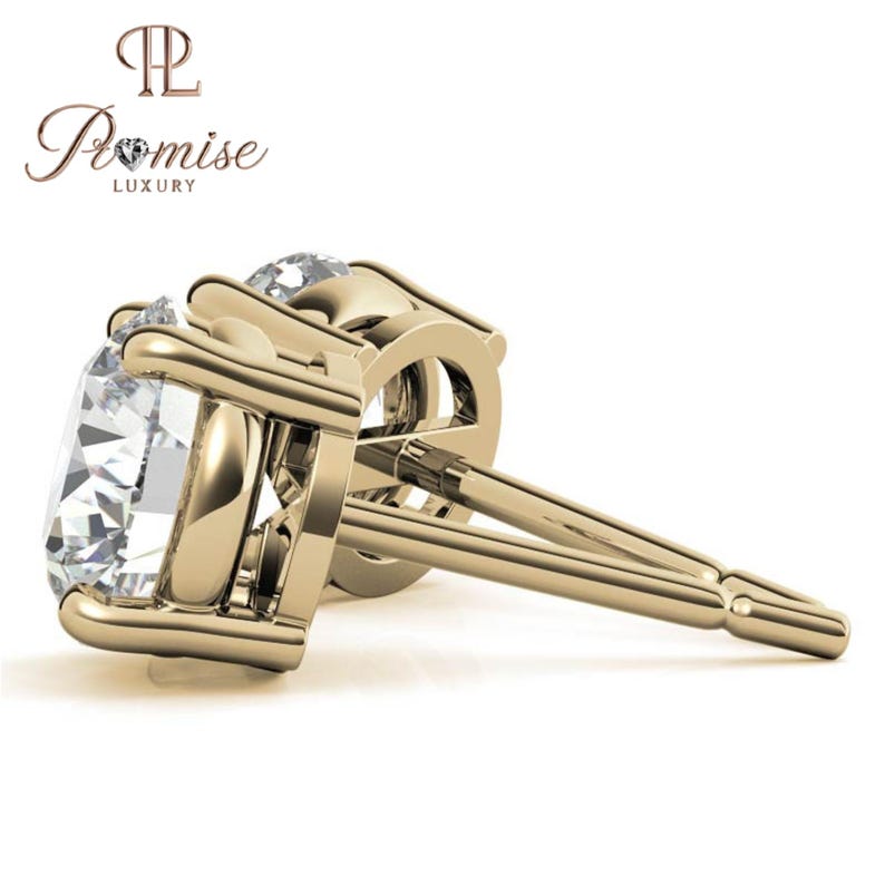 Classic Round Cut Lab Diamond Stud Earrings In Gold - Everyday Luxury Stud