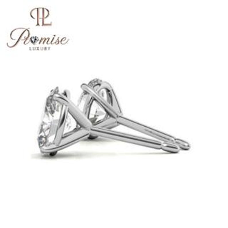 Lab-Grown Oval Diamond Stud Earrings in White Gold for Women