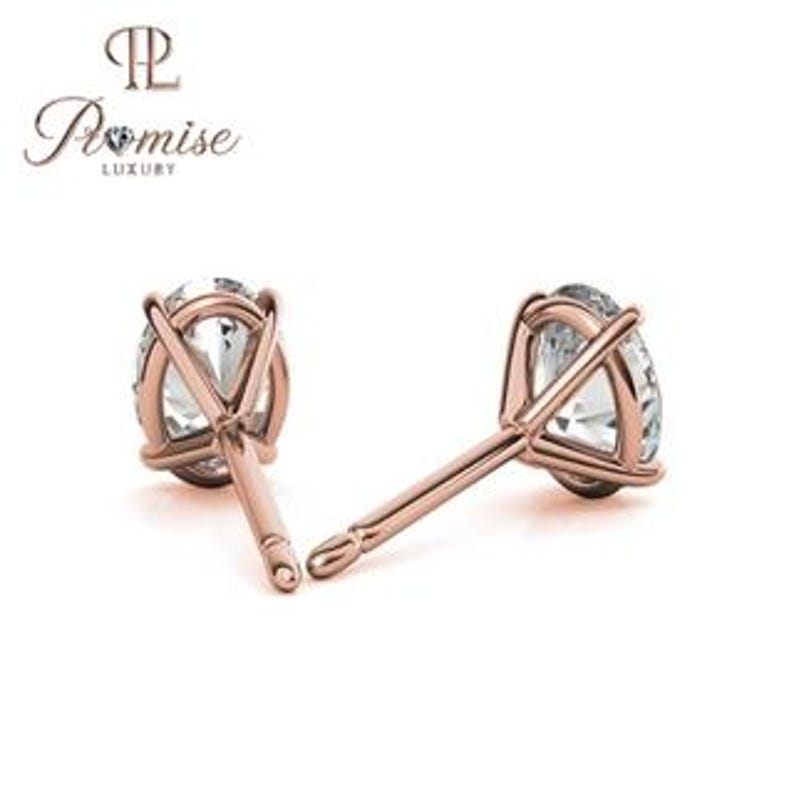 Lab-Grown Oval Diamond Stud Earrings in White Gold for Women