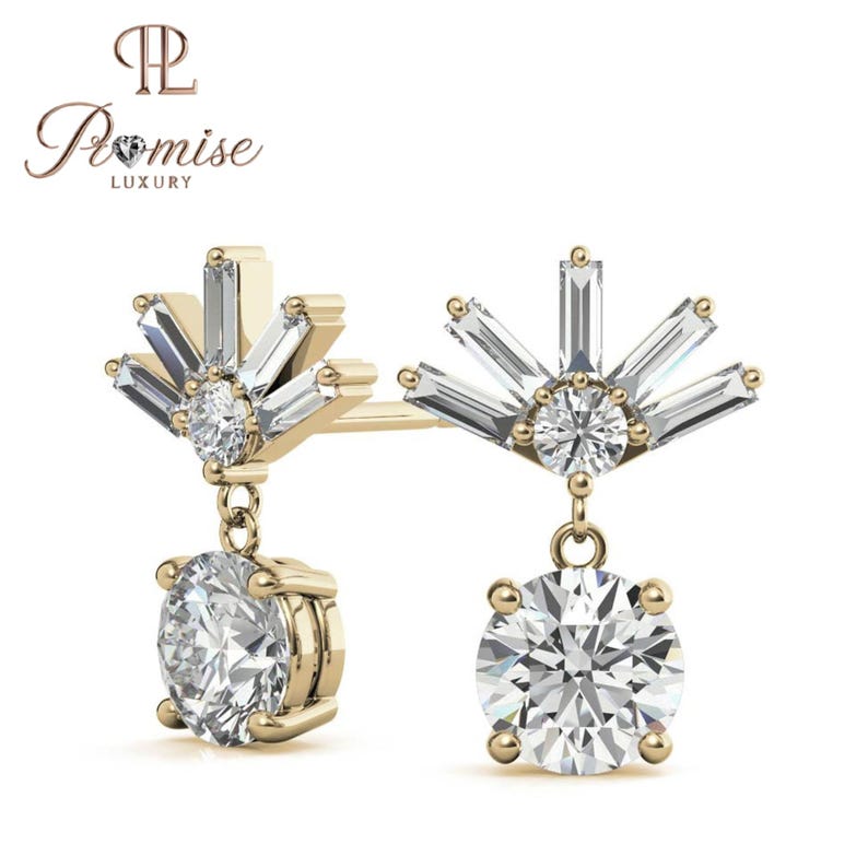 Luxury Lab Grown Diamond Dangle Earrings In Gold - Perfact Gift