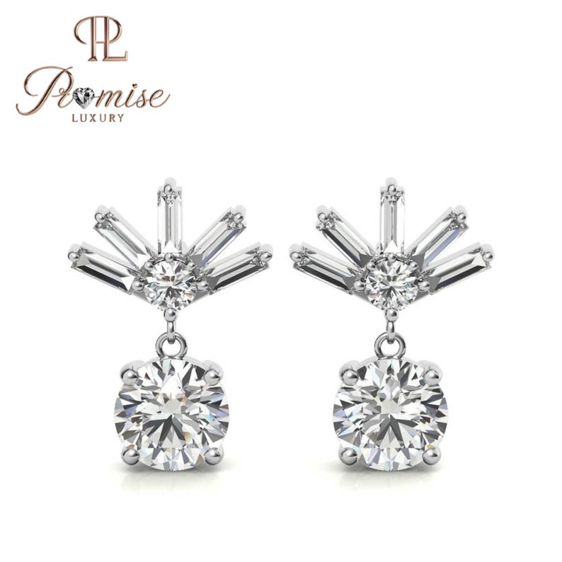 Luxury Lab Grown Diamond Dangle Earrings In Gold - Perfact Gift