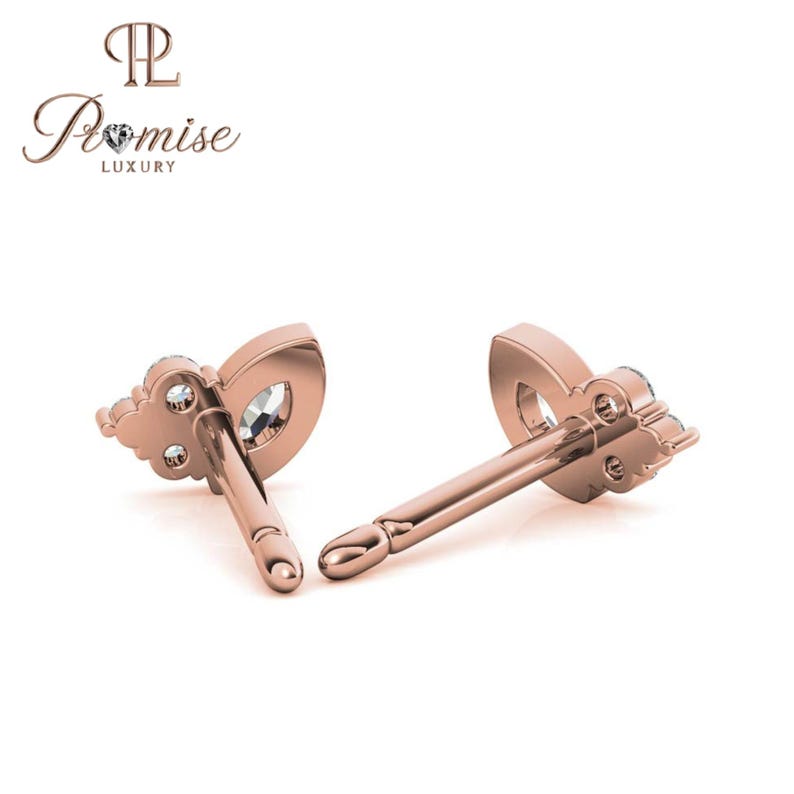 Elegant Marquise & Round Diamond Stud Earrings – Perfect Gift for Her