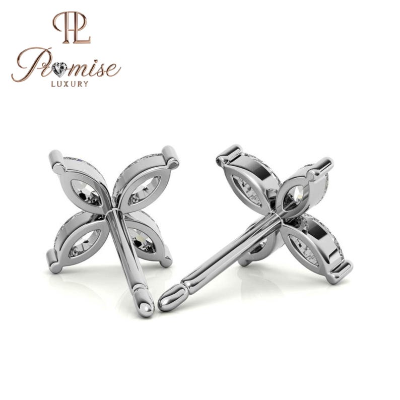 Premium Marquise Diamond Flower Stud Earrings – Unique Floral Design