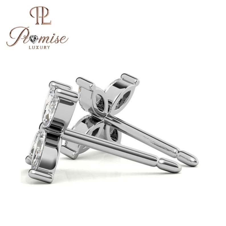 Premium Marquise Diamond Flower Stud Earrings – Unique Floral Design