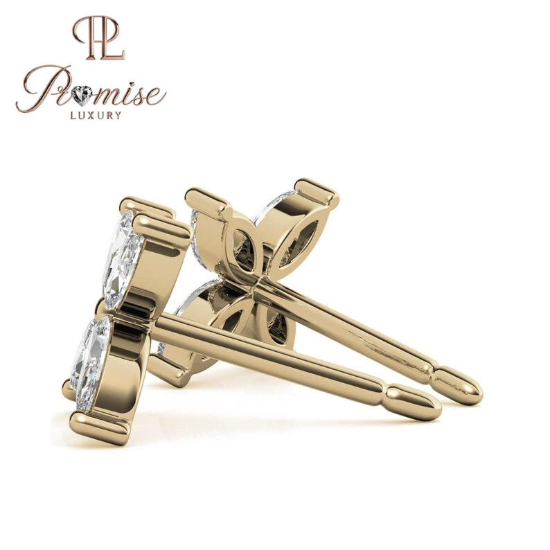 Premium Marquise Diamond Flower Stud Earrings – Unique Floral Design