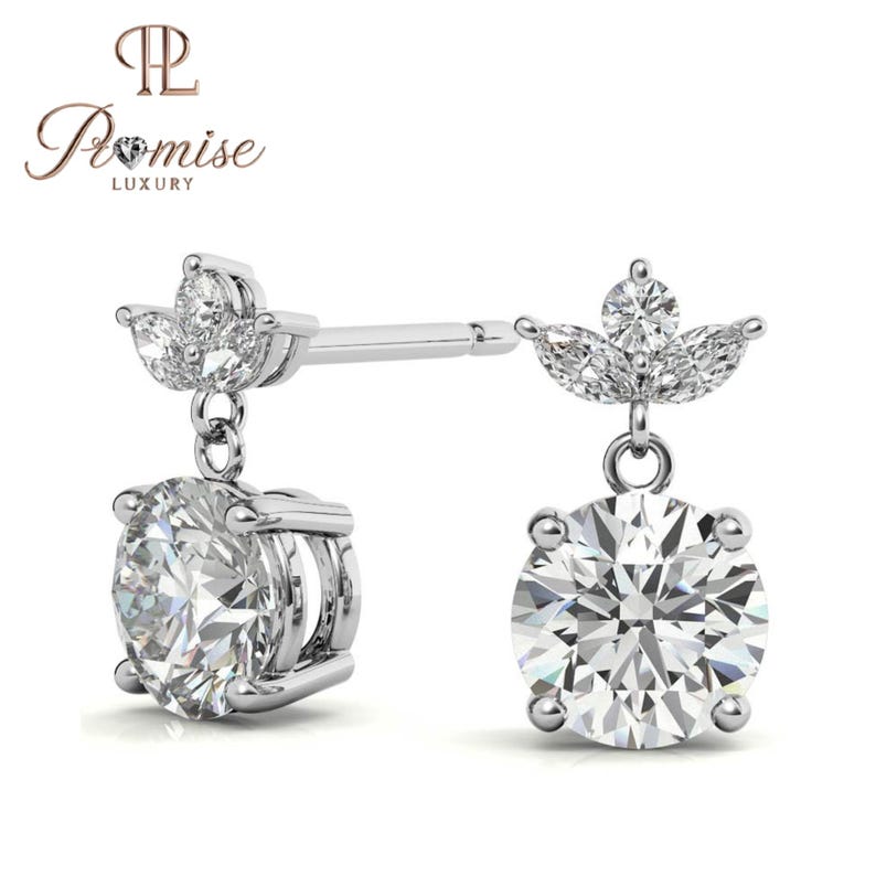 Lab-Grown Diamond Floral Crown Drop Stud Earrings – Unique Design