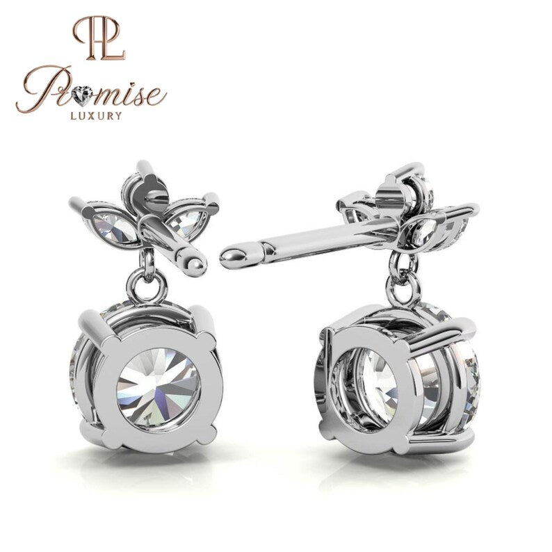 Lab-Grown Diamond Floral Crown Drop Stud Earrings – Unique Design