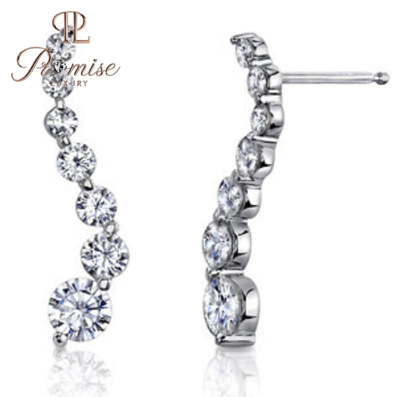 Diamond Line Crawler Stud Earrings – Modern Elegant Jewelry