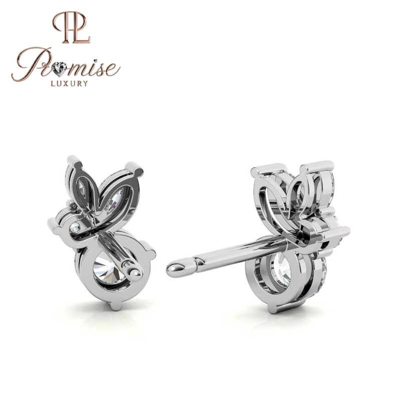 Marquise & Round Diamond Stud Earrings – Classic Cluster Style