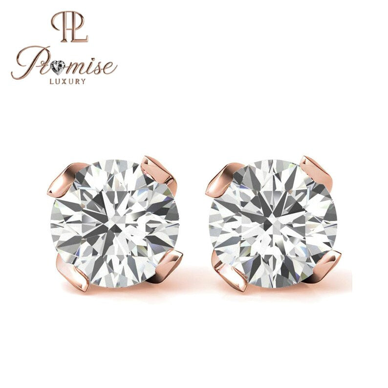 Classic Vintage Round Cut Twisted Stud Earring - 4 Prong Dainty Luxury Look Stud