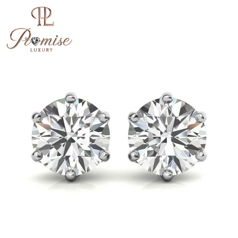 Six Prong Round Cut Solitaire earring For Women - Elegant Everyday Jewelry