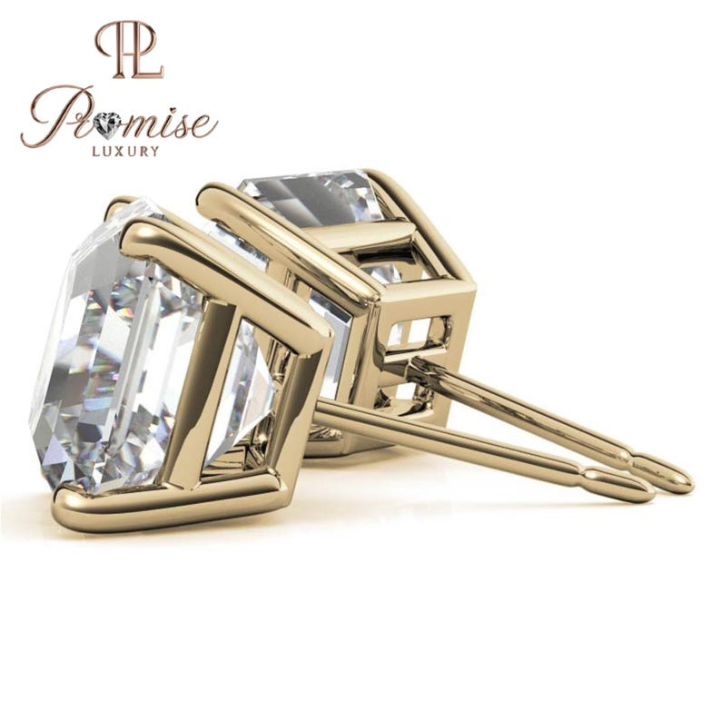 Asscher Cut Lab Diamond Stud Earrings - Elegant Minimalist Bridal Jewelry