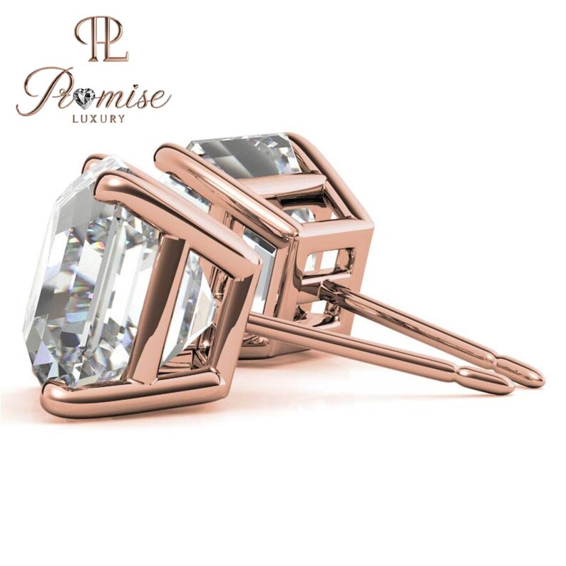 Asscher Cut Lab Diamond Stud Earrings - Elegant Minimalist Bridal Jewelry