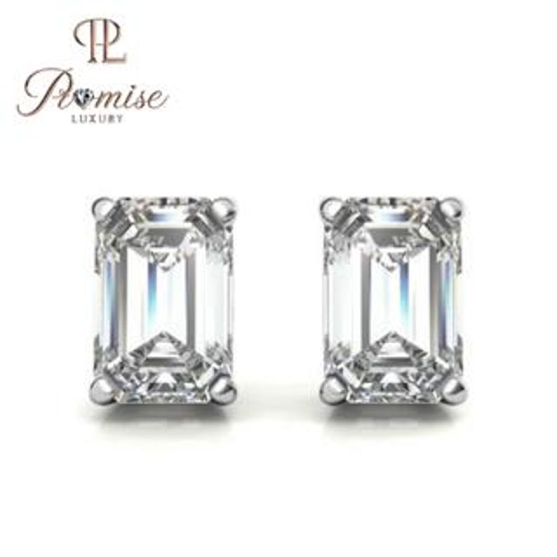 Premium Emerald Cut Lab Diamond Stud Earrings - Everyday Luxury Sparkle
