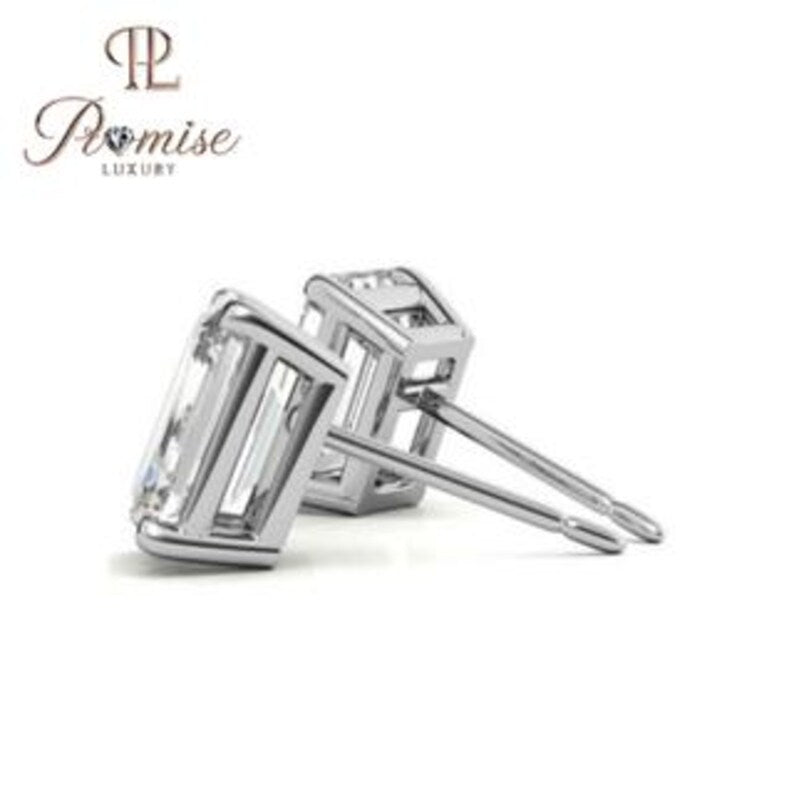 Premium Emerald Cut Lab Diamond Stud Earrings - Everyday Luxury Sparkle