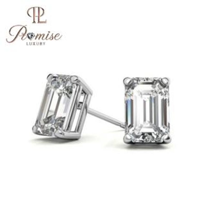 Premium Emerald Cut Lab Diamond Stud Earrings - Everyday Luxury Sparkle
