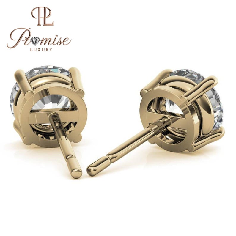 Classic Round Cut Lab Diamond Stud Earrings In Gold - Everyday Luxury Stud