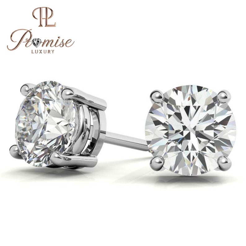 Classic Round Cut Lab Diamond Stud Earrings In Gold - Everyday Luxury Stud