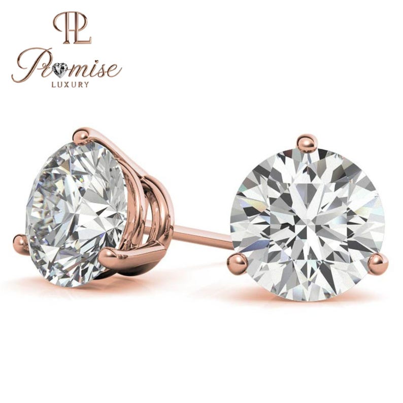 Round Lab-Grown Diamond Stud Earrings 3-Prong Setting
