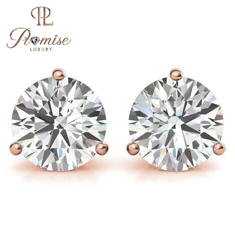 Round Lab-Grown Diamond Stud Earrings 3-Prong Setting