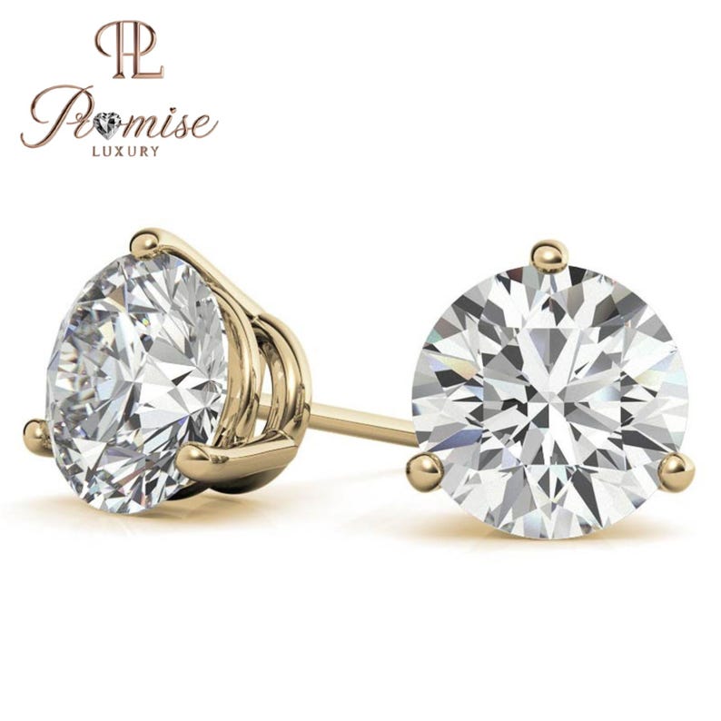 Round Lab-Grown Diamond Stud Earrings 3-Prong Setting