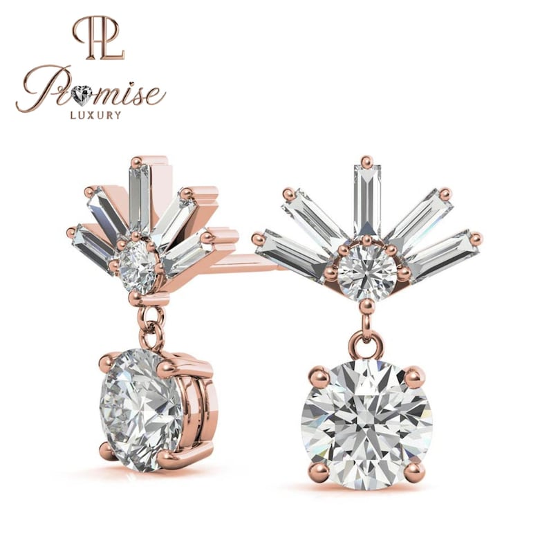 Luxury Lab Grown Diamond Dangle Earrings In Gold - Perfact Gift