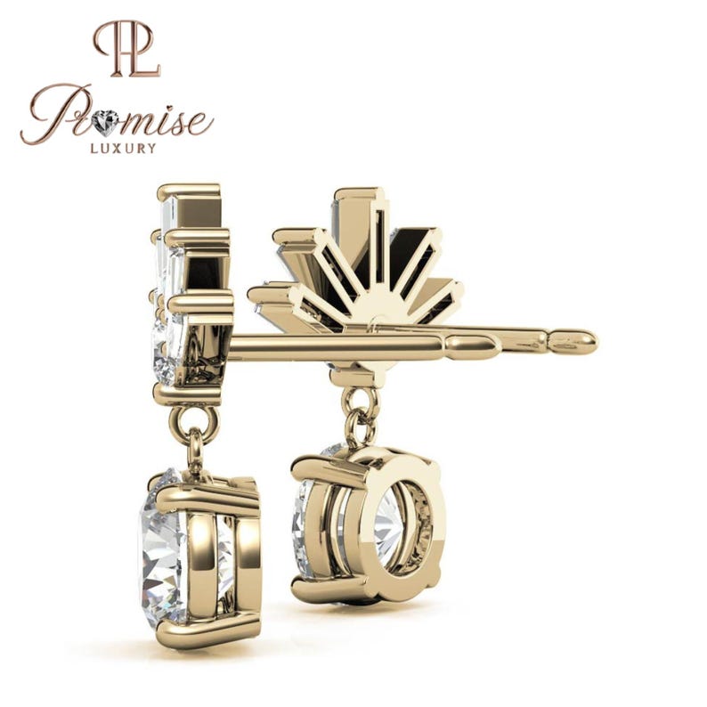 Luxury Lab Grown Diamond Dangle Earrings In Gold - Perfact Gift