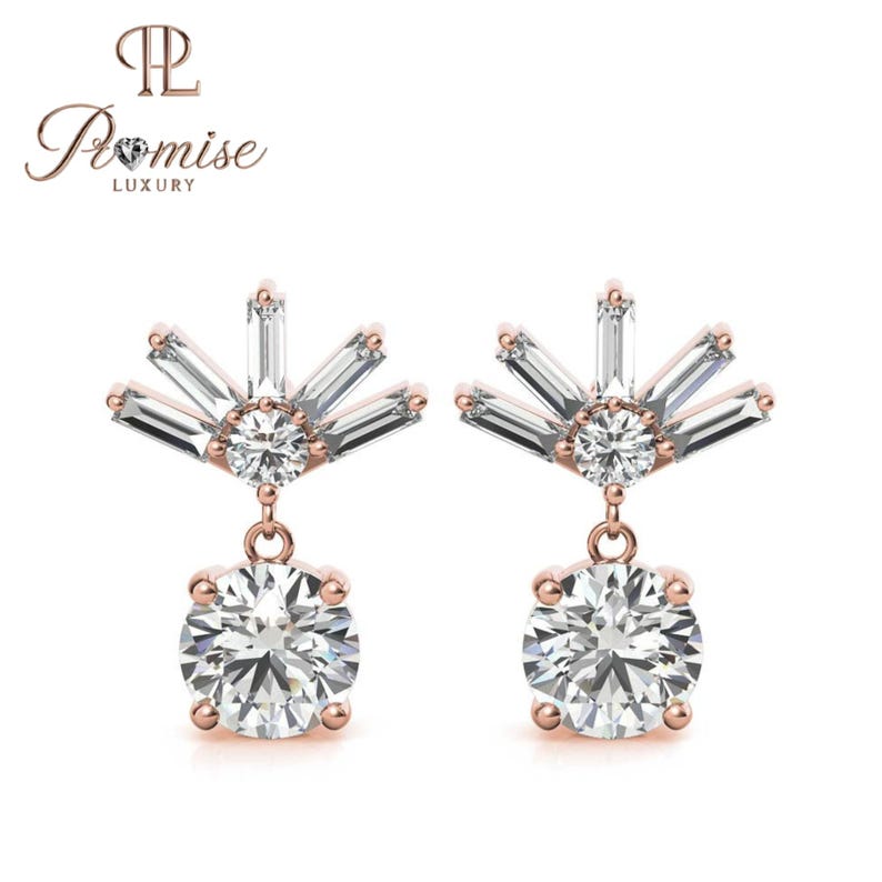 Luxury Lab Grown Diamond Dangle Earrings In Gold - Perfact Gift