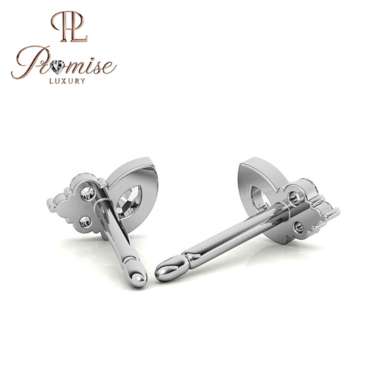 Elegant Marquise & Round Diamond Stud Earrings – Perfect Gift for Her