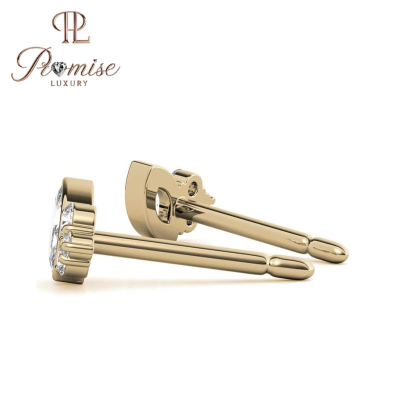 Elegant Marquise & Round Diamond Stud Earrings – Perfect Gift for Her