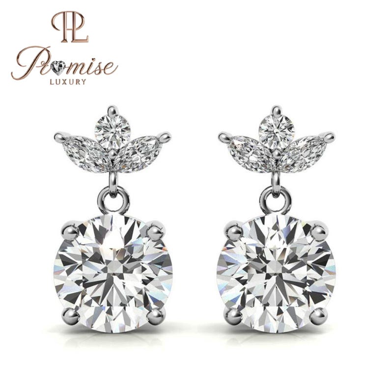 Lab-Grown Diamond Floral Crown Drop Stud Earrings – Unique Design