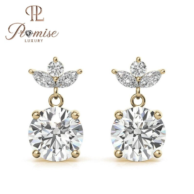 Lab-Grown Diamond Floral Crown Drop Stud Earrings – Unique Design