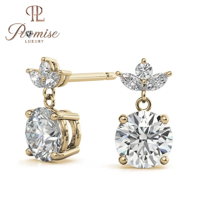 Lab-Grown Diamond Floral Crown Drop Stud Earrings – Unique Design