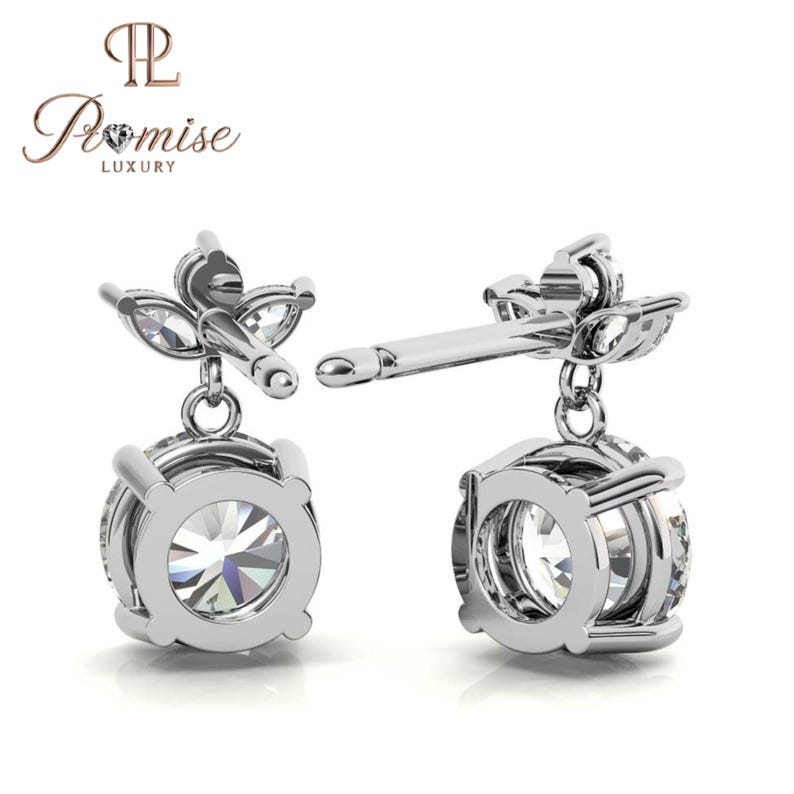 Floral Butterfly Diamond Stud Earrings – Marquise & Round Cluster