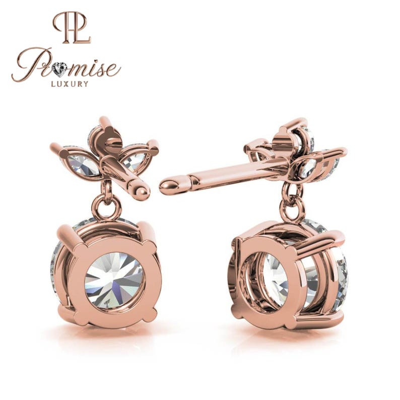 Floral Butterfly Diamond Stud Earrings – Marquise & Round Cluster