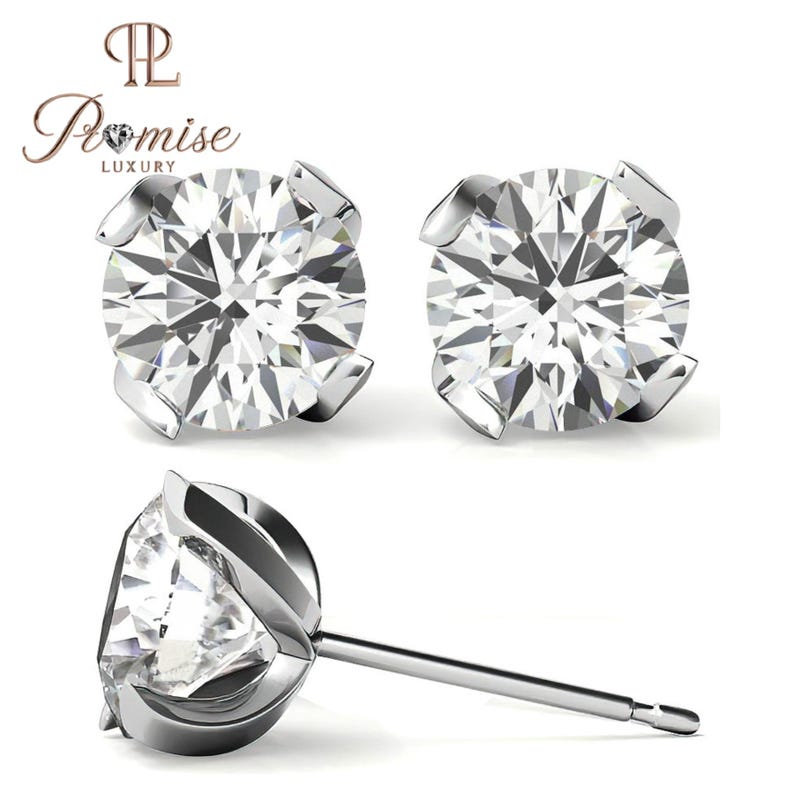 Classic Vintage Round Cut Twisted Stud Earring - 4 Prong Dainty Luxury Look Stud