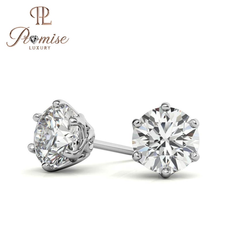 Six Prong Round Cut Solitaire earring For Women - Elegant Everyday Jewelry