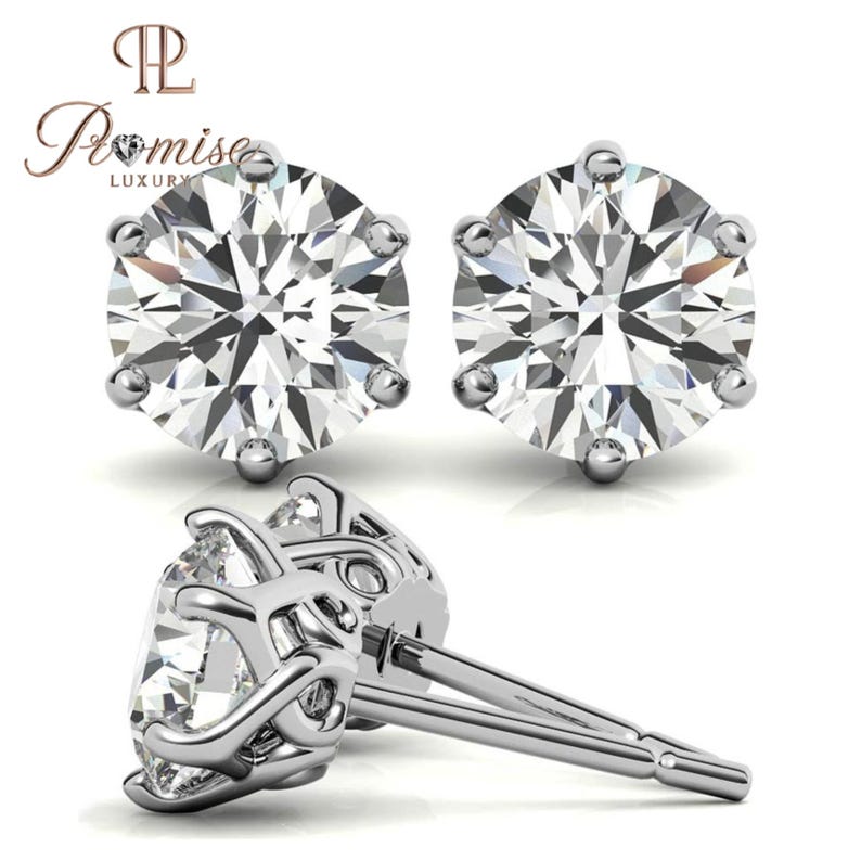 Six Prong Round Cut Solitaire earring For Women - Elegant Everyday Jewelry