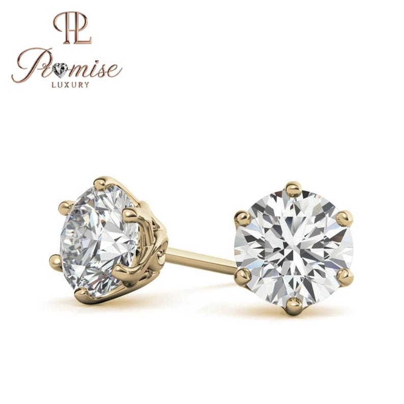 Six Prong Round Cut Solitaire earring For Women - Elegant Everyday Jewelry