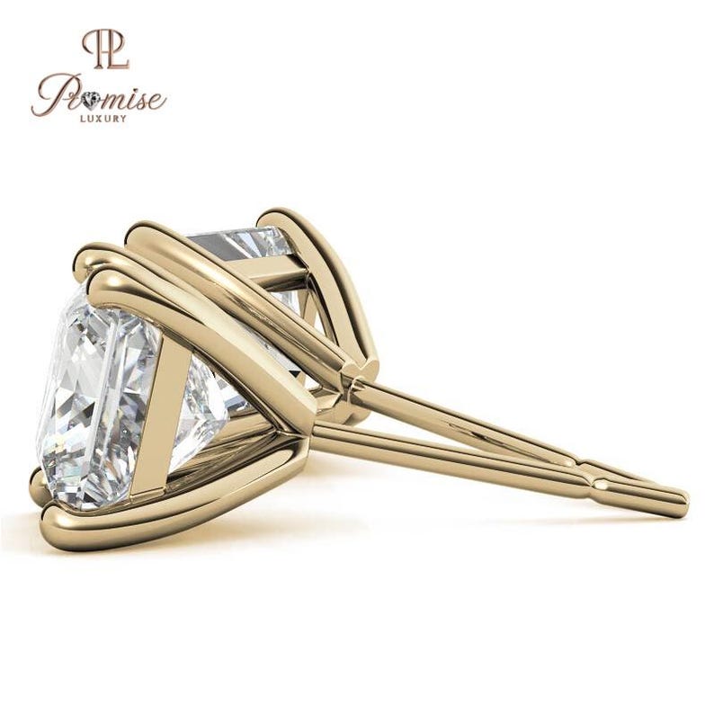 Princess Cut Solitaire Diamond Stud Earrings in 14K Gold – Classic Everyday Luxury