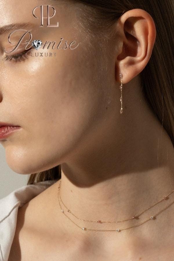 0.50 CT Y-Drop Lariat Diamond Necklace in 18K Yellow Gold – Minimalist Bezel-Set Lab-Grown Diamonds by Promise Luxury