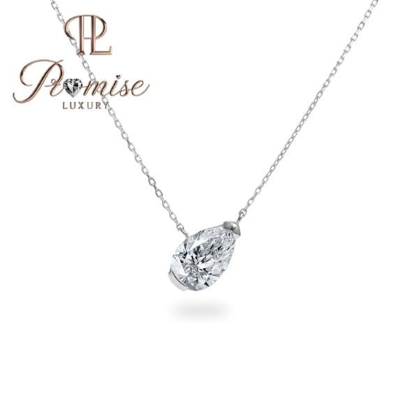 2.0 CT Pear Cut Solitaire Lab Diamond Necklace | 18K Gold Teardrop Pendant | Promise Luxury Minimalist Fine Jewelry | Dainty Bridal Gift