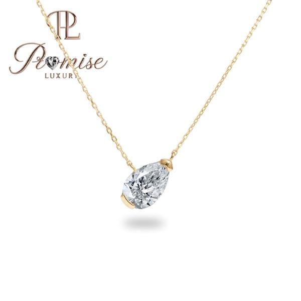 2.0 CT Pear Cut Solitaire Lab Diamond Necklace | 18K Gold Teardrop Pendant | Promise Luxury Minimalist Fine Jewelry | Dainty Bridal Gift