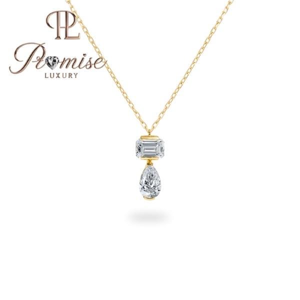 1.5 CT Emerald & Pear Cut Dual Lab-Grown Diamond Pendant Necklace in 18K Gold | Promise Luxury Layered  Design | Modern Ethical Jewelry Gift