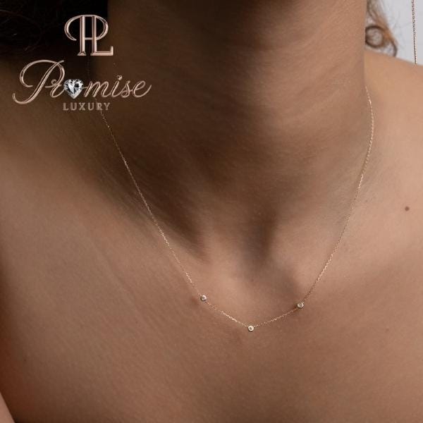 0.50 CT Minimalist 5 Station Lab-Grown Diamond Necklace in 18K Yellow Gold – Dainty Bezel Set D-F Color Diamonds | Promise Luxury Jewelry