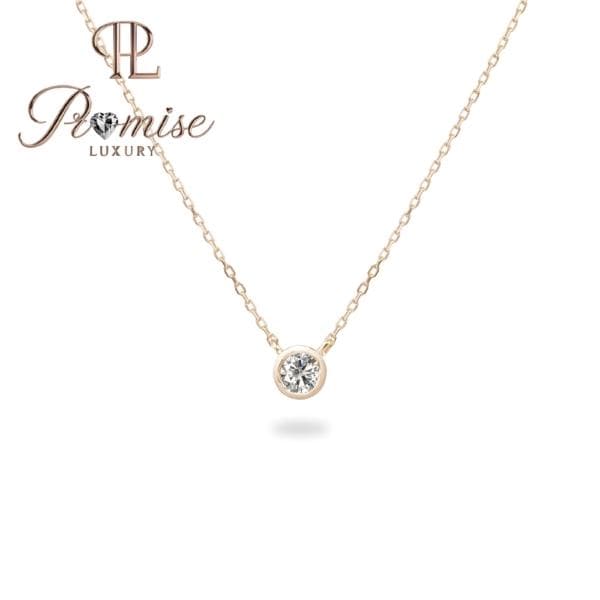 1.0 CT Dainty Round Bezel Set Lab Diamond Necklace – Solid 18K Gold Minimalist Solitaire Pendant | Everyday Elegant Necklace